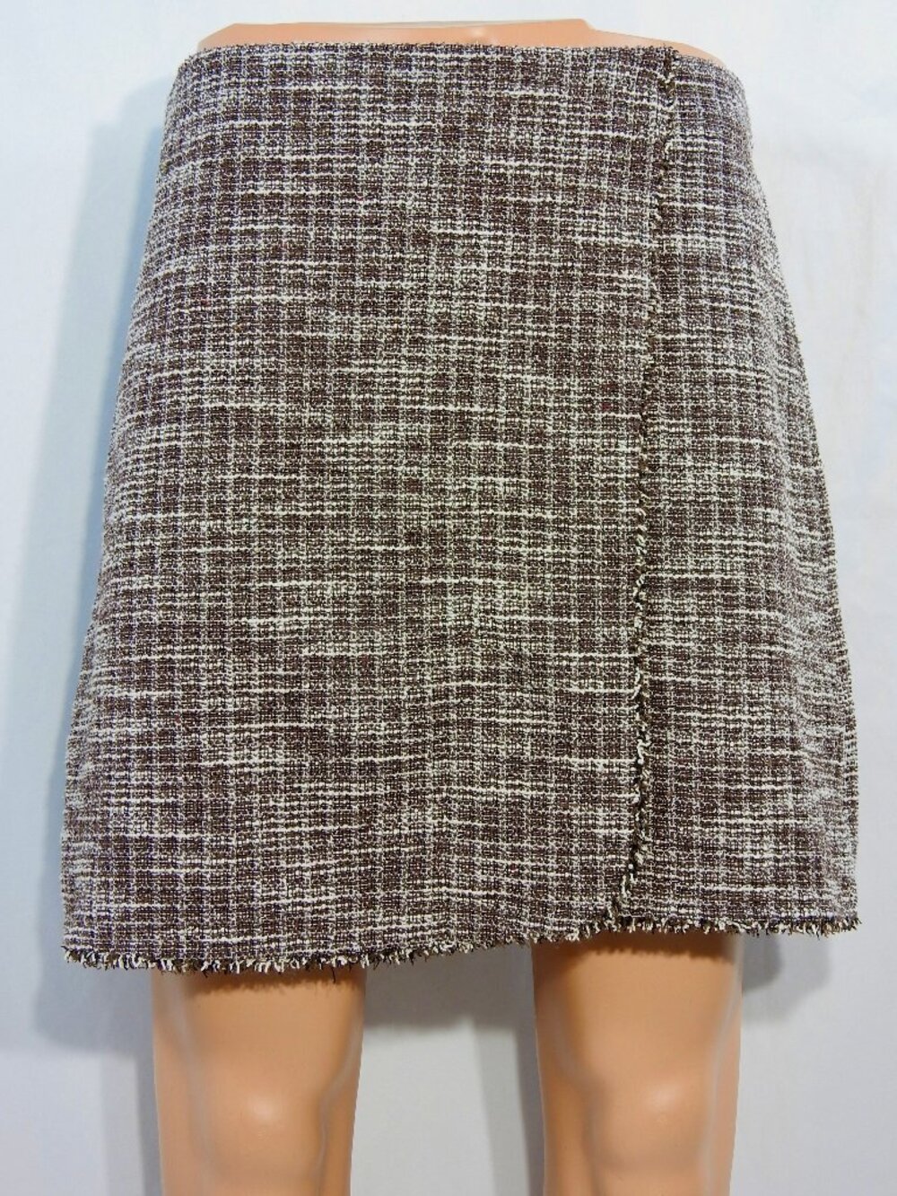 Max Studio XL Tweed Faux Wrap Skirt Womens 2708K19 Brown